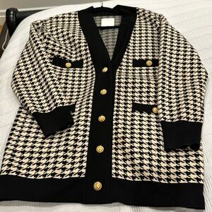 EUC Sandro Dane Houndstooth Oversized Cardigan sz 0 (XS)